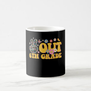 Peace Out 6th Grade Groovy Last Day Of School Coffee Mug