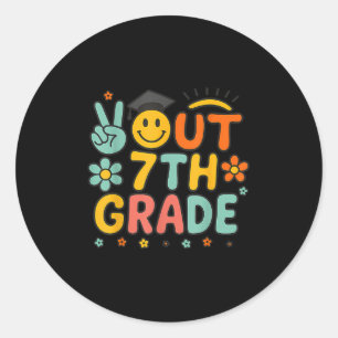 Peace Out 7th Grade Cl Of 2025 Goodbye Graduation  Classic Round Sticker