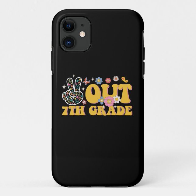 Peace Out 7th Grade Groovy Last Day Of School Case-Mate iPhone Case (Back)