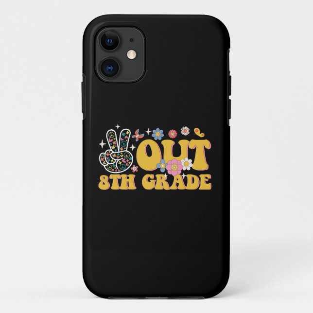 Peace Out 8th Grade Groovy Last Day Of School Case-Mate iPhone Case (Back)