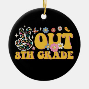 Peace Out 8th Grade Groovy Last Day Of School Ceramic Tree Decoration