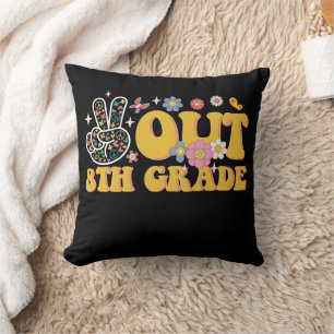 Peace Out 8th Grade Groovy Last Day Of School Cushion