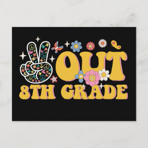 Peace Out 8th Grade Groovy Last Day Of School Postcard