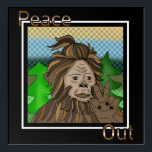 Peace Out | Bigfoot Sasquatch Pop Art<br><div class="desc">Hand drawn Bigfoot or Sasquatch drawing in a retro pop art style holding up a peace sign.</div>