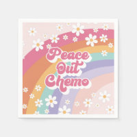 Peace Out Chemo Retro Rainbow Daisy