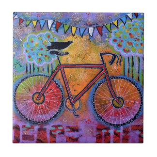 Peace Out Colourful Bike and Raven Tile
