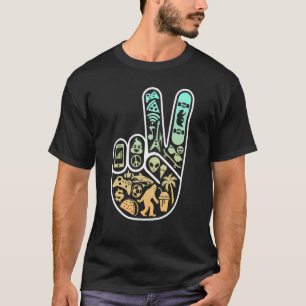Peace Out Cool Symbols Inside Skater T-Shirt