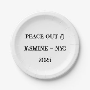 Peace Out Custom Plates– Farewell Party Decoration Paper Plate
