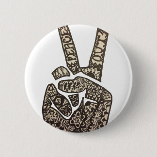 "Peace Out" Design 6 Cm Round Badge