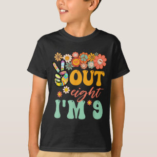Peace out eight 9 groovy 9th happy birthday boy T-Shirt
