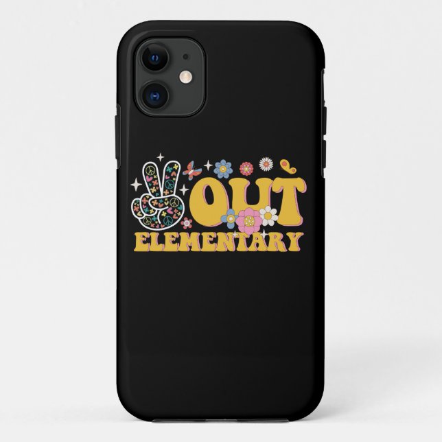 Peace Out Elementary Groovy Last Day Of School Case-Mate iPhone Case (Back)