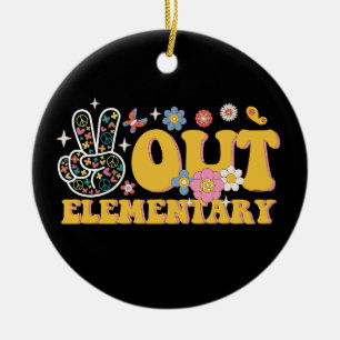 Peace Out Elementary Groovy Last Day Of School Ceramic Tree Decoration