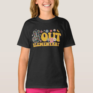 Peace Out Elementary Groovy Last Day Of School T-Shirt