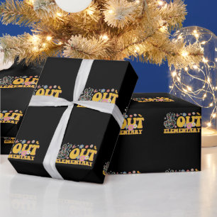 Peace Out Elementary Groovy Last Day Of School Wrapping Paper