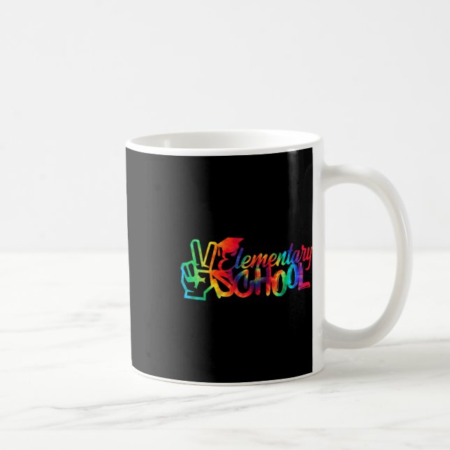 Peace Out Elementary School Back To School Tie Dye Coffee Mug (Right)