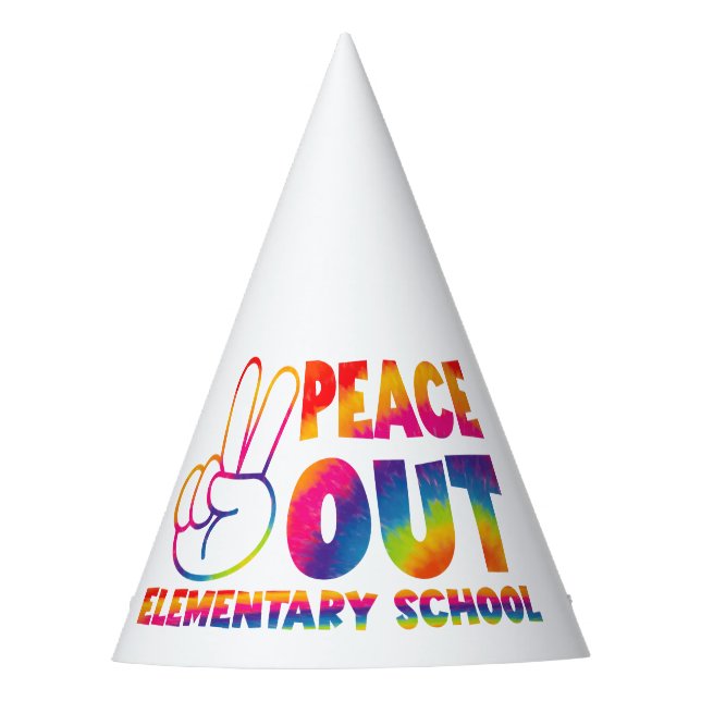 Peace Out Elementary School Last Day Tie Dye  Party Hat (Front)