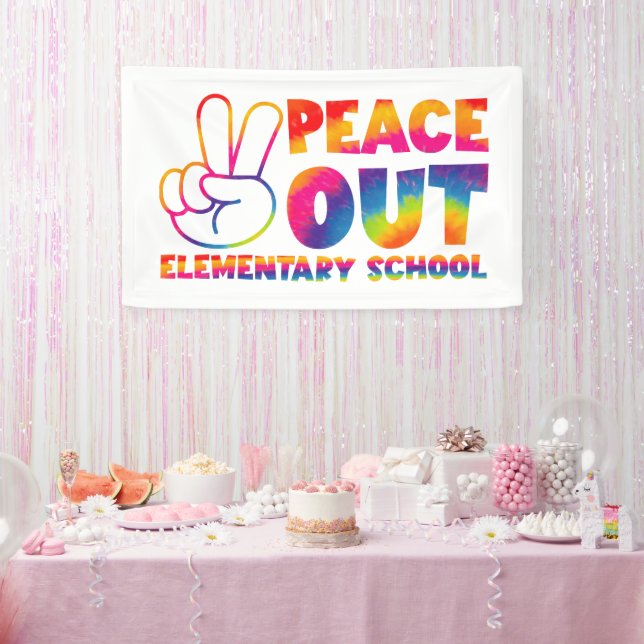 Peace Out Elementary School Tie Dye Last Day  Banner (Party)