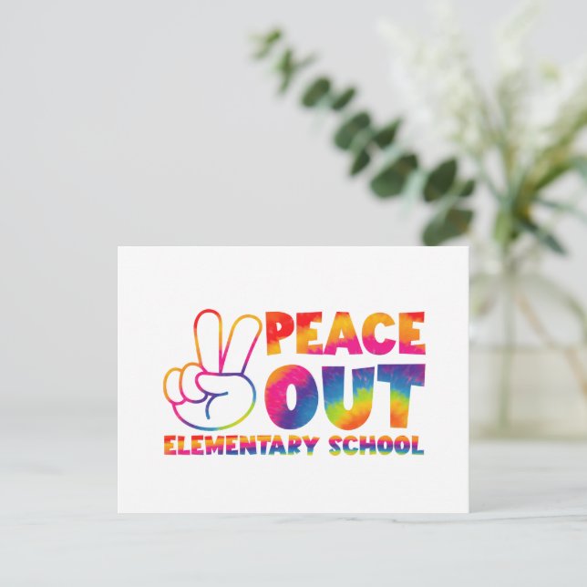 Peace Out Elementary School Tie Dye Last Day  Postcard (Standing Front)