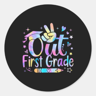 Peace Out First Grade Cute Tie Dye Last Day Of 1st Classic Round Sticker