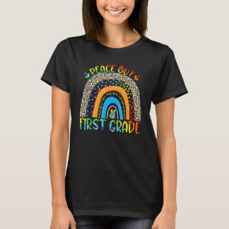 Peace Out First Grade Leopard Rainbow First Grade  T-Shirt