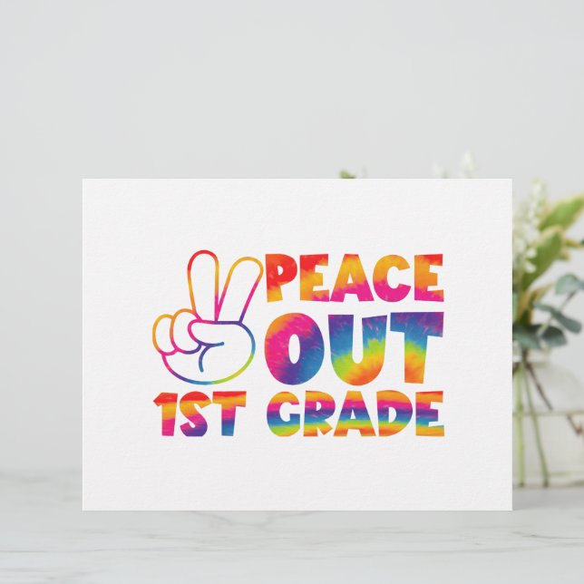 Peace Out First Grade Tie Dye Last Day 1st Grade  Custom Letterhead (Standing Front)