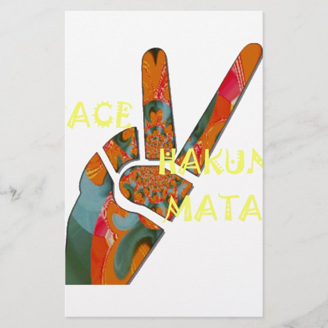 Peace Out: Hakuna Matata Vibes Sign Stationery (Front)
