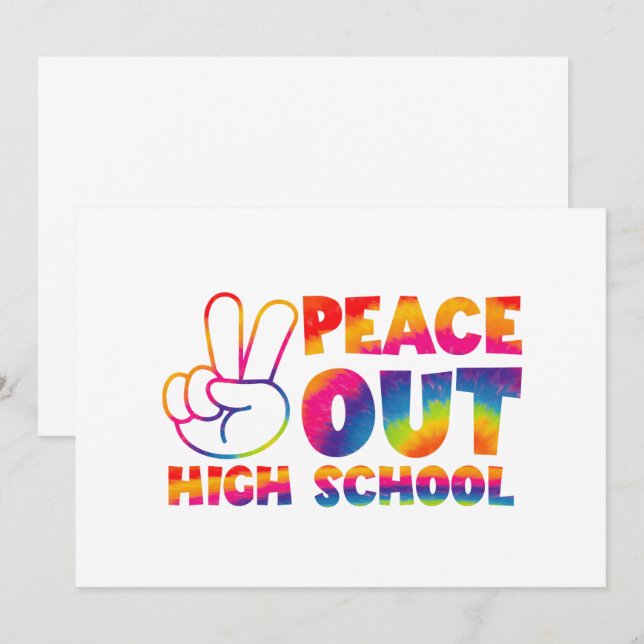 Peace Out High School Tie Dye Last Day Of School Invitation (Front/Back)