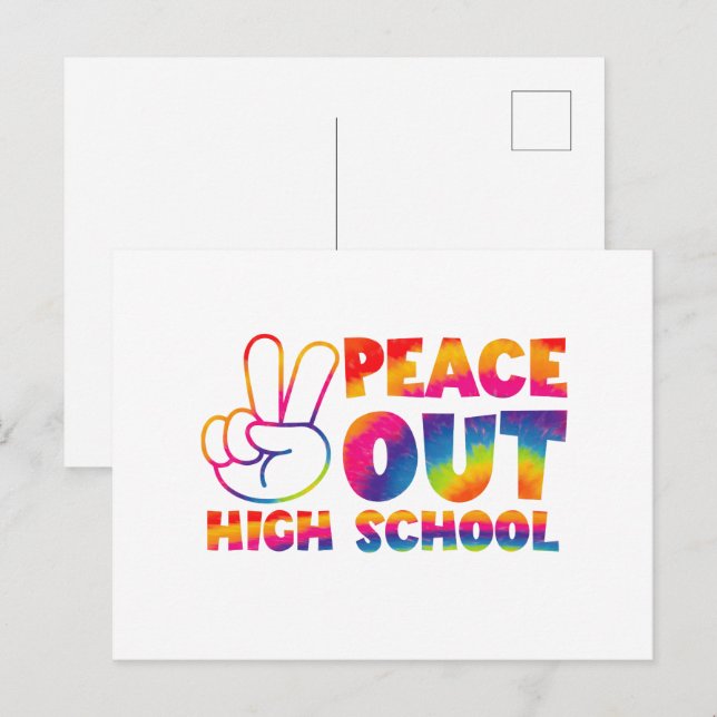 Peace Out High School Tie Dye Last Day Of School Postcard (Front/Back)
