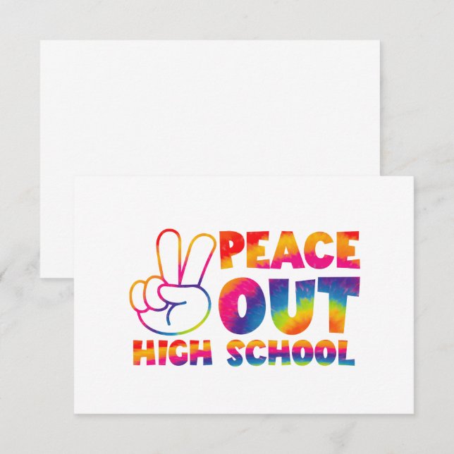 Peace Out High School Tie Dye Last Day Of School Thank You Card (Front/Back)