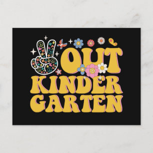 Peace Out Kindergarten Groovy Last Day Of School Postcard