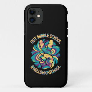 Peace Out Middle Hello High School School Tie Dye  iPhone 11 Case