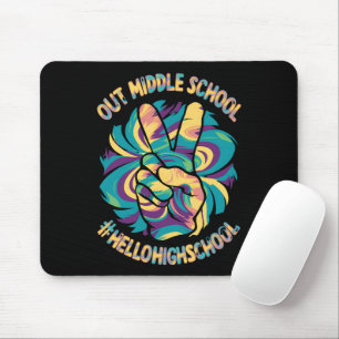 Peace Out Middle Hello High School School Tie Dye  Mouse Mat
