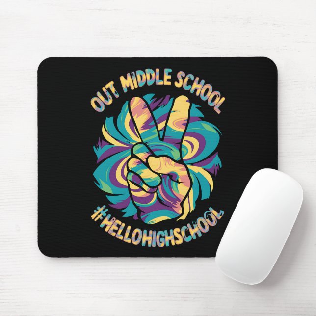 Peace Out Middle Hello High School School Tie Dye  Mouse Mat (With Mouse)