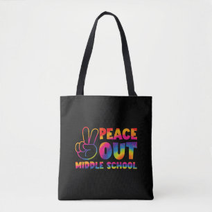 Peace Out Middle School Tie Dye Last Day Of School Tote Bag