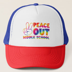 Peace Out Middle School Tie Dye Last Day Of School Trucker Hat
