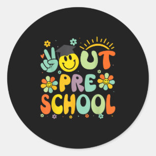 Peace Out Preschool Cl Of 2025 Goodbye Graduation Classic Round Sticker