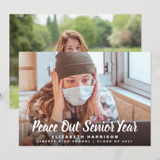 Peace Out Senior Year Photo Graduation Announcement (Front/Back)