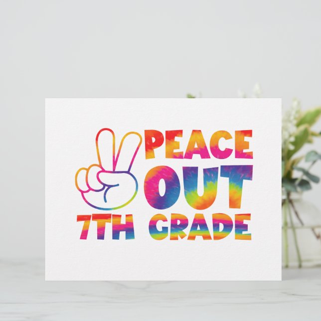 Peace Out Seventh Grade Tie Dye Last Day 7th Grade Custom Letterhead (Standing Front)