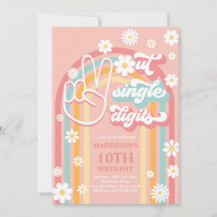 Peace Out Single Digits Boho Rainbow 10th Birthday Invitation