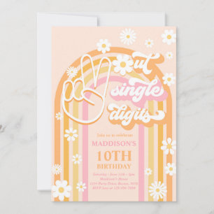 Peace Out Single Digits Boho Rainbow 10th Birthday Invitation