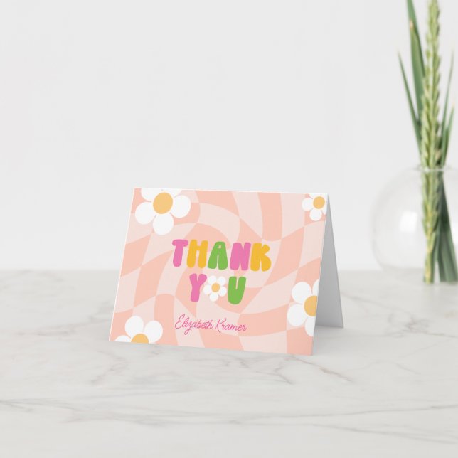 Peace Out Single Digits Girls 10th Birthday Party Thank You Card (Front)