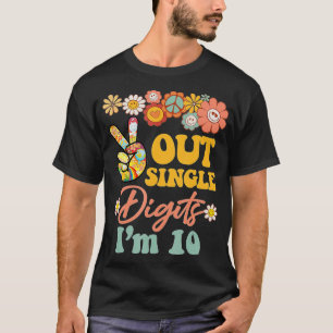 Peace Out Single Digits Im 10  Retro Sunflower  T-Shirt