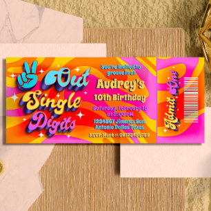 Peace Out Single Digits Im 10 Ticket Invitation