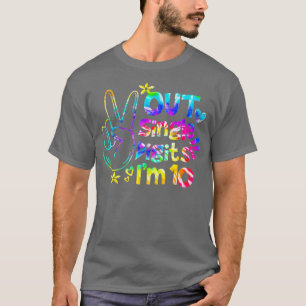 Peace Out Single Digits Im 10 Tie Dye Birthday 10t T-Shirt