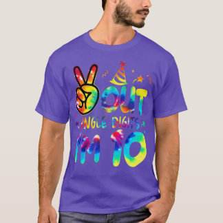Peace Out Single Digits Im 10 Tie Dye Birthday Kid T-Shirt