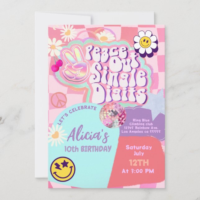 peace out single digits invitation (Front)