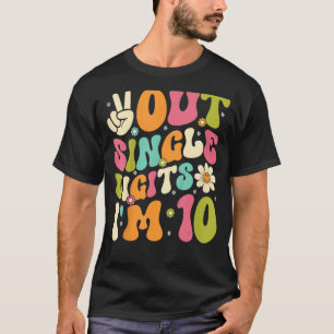 Peace Out Single Digits Retro Groovy 10th Birthday T-Shirt