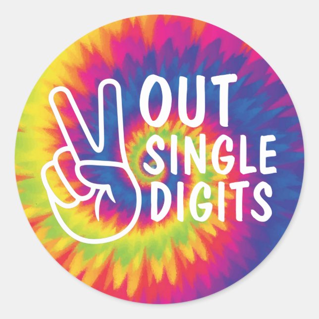 Peace out single digits tie dye 10th Birthday Classic Round Sticker (Front)