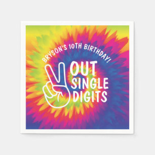 Peace out single digits tie dye 10th Birthday Napkin