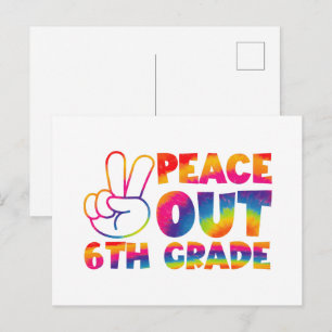 Peace Out Sixth Grade Tie Dye Last Day 6th Grade  Postcard